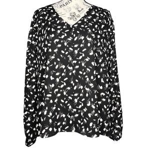 Lush X-LARGE Mila Relaxed Blouse - Stitch Fix Button Up Long Sleeve Elastic Cuff
